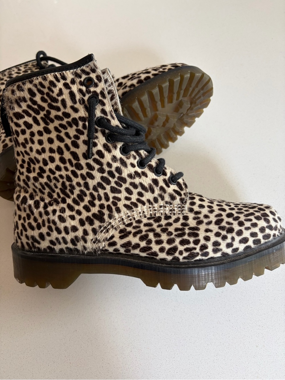 Dr. Martens 1460 Pony Hair Leopard Print Lace-Up Ankle Boots
